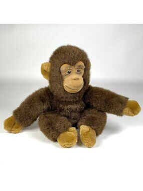 Vintage Plush Baby Monkey Ape Stuffed Animal Toy Brown Flocked Face Walmart